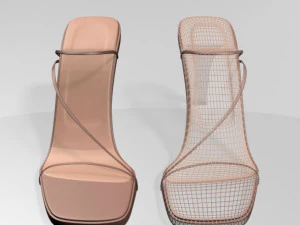 Square-toe chunky-heel slide sandals 01 3D Model