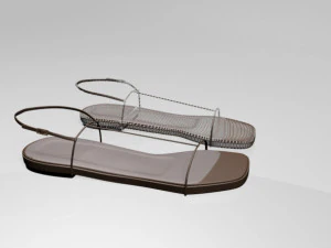 Square-toe t-strap flat sandals 01 3D Model