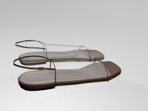 Square-toe t-strap flat sandals 01 3D-Modell