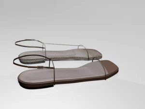 Square-toe t-strap flat sandals 01 3D Model