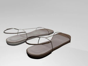 Square-toe t-strap flat sandals 01 3D Model