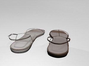 Square-toe t-strap flat sandals 01 3D-Modell