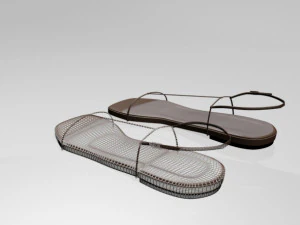 Square-toe t-strap flat sandals 01 3D Model