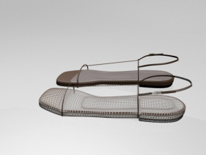 Square-toe t-strap flat sandals 01 3D-Modell