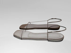 Square-toe t-strap flat sandals 01 3D Model
