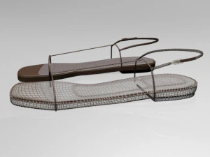 Square-toe t-strap flat sandals 01 3D Model