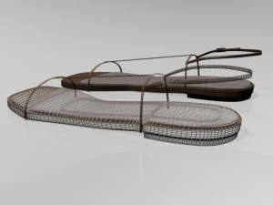 Square-toe t-strap flat sandals 01 3D Model