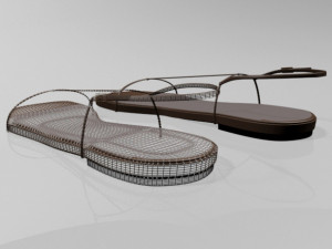 Square-toe t-strap flat sandals 01 3D-Modell