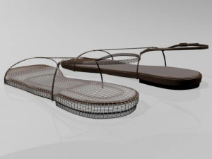 Square-toe t-strap flat sandals 01 3D Model