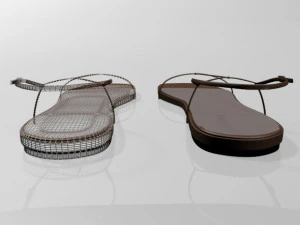 Square-toe t-strap flat sandals 01 3D Model