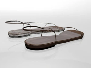 Square-toe t-strap flat sandals 01 3D Model