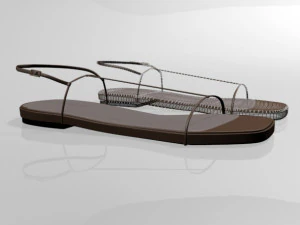 Square-toe t-strap flat sandals 01 3D Model