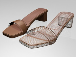 paneled square-toe block-heel sandals 01 3D 모델