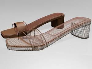 paneled square-toe block-heel sandals 01 3D 모델