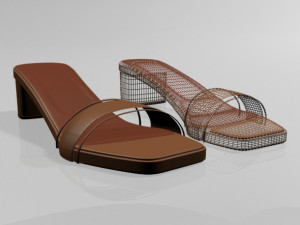 paneled square-toe block-heel sandals 01 3D 모델