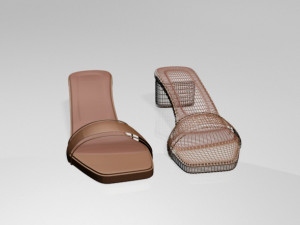 paneled square-toe block-heel sandals 01 3D 모델