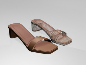 paneled square-toe block-heel sandals 01 3D 모델