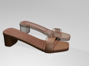 paneled square-toe block-heel sandals 01 3D 모델