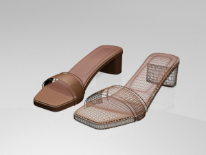 paneled square-toe block-heel sandals 01 3D 모델
