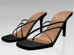 square-toe high-heel slide sandals 01 3D Model
