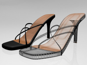 square-toe high-heel slide sandals 01 3D Model
