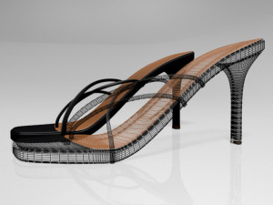 square-toe high-heel slide sandals 01 3D Model
