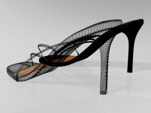 square-toe high-heel slide sandals 01 3D Model