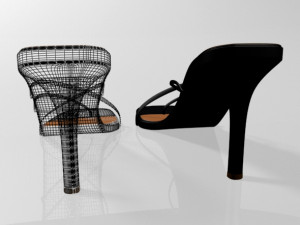 square-toe high-heel slide sandals 01 3D Model