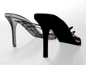square-toe high-heel slide sandals 01 3D Model