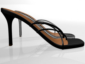 square-toe high-heel slide sandals 01 3D Model