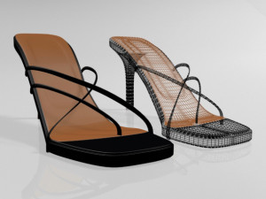 square-toe high-heel slide sandals 01 3D Model