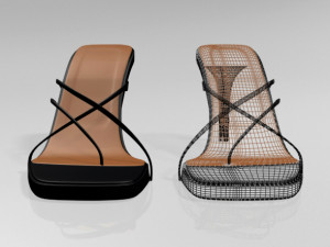 square-toe high-heel slide sandals 01 3D Model