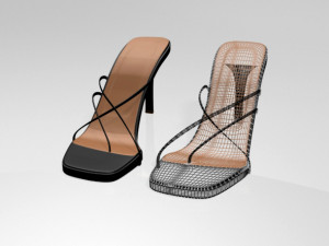 square-toe high-heel slide sandals 01 3D Model