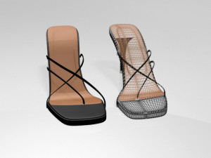 square-toe high-heel slide sandals 01 3D Model