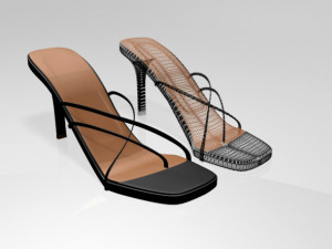 square-toe high-heel slide sandals 01 3D Model