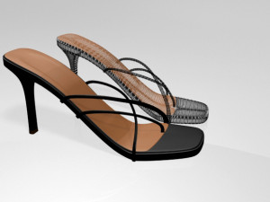 square-toe high-heel slide sandals 01 3D Model