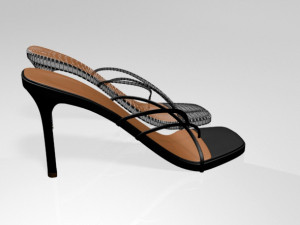 square-toe high-heel slide sandals 01 3D Model