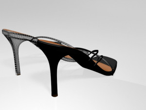 square-toe high-heel slide sandals 01 3D Model