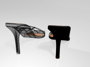 square-toe high-heel slide sandals 01 3D Model