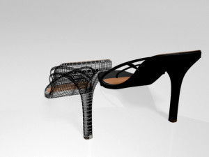 square-toe high-heel slide sandals 01 3D Model