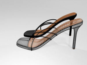 square-toe high-heel slide sandals 01 3D Model