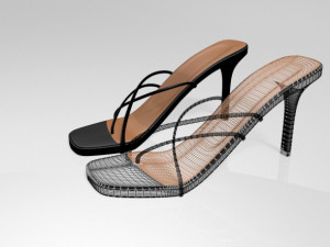 square-toe high-heel slide sandals 01 3D Model