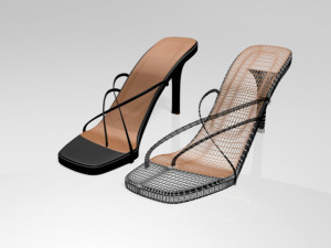 square-toe high-heel slide sandals 01 3D Model