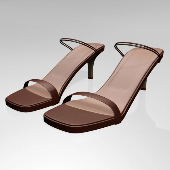 Square-toe high-heel strappy sandals 02 3D Model .c4d .max .obj .3ds .fbx .stl .blend 