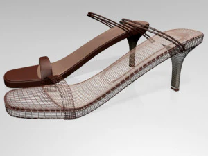 Square-toe high-heel strappy sandals 02 3D Model