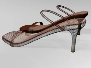 Square-toe high-heel strappy sandals 02 3D Model