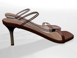 Square-toe high-heel strappy sandals 02 3D Model