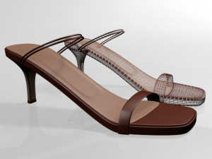 square-toe high-heel strappy sandals 02 3D Model