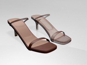 square-toe high-heel strappy sandals 02 3D Model