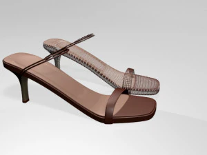 Square-toe high-heel strappy sandals 02 3D Model